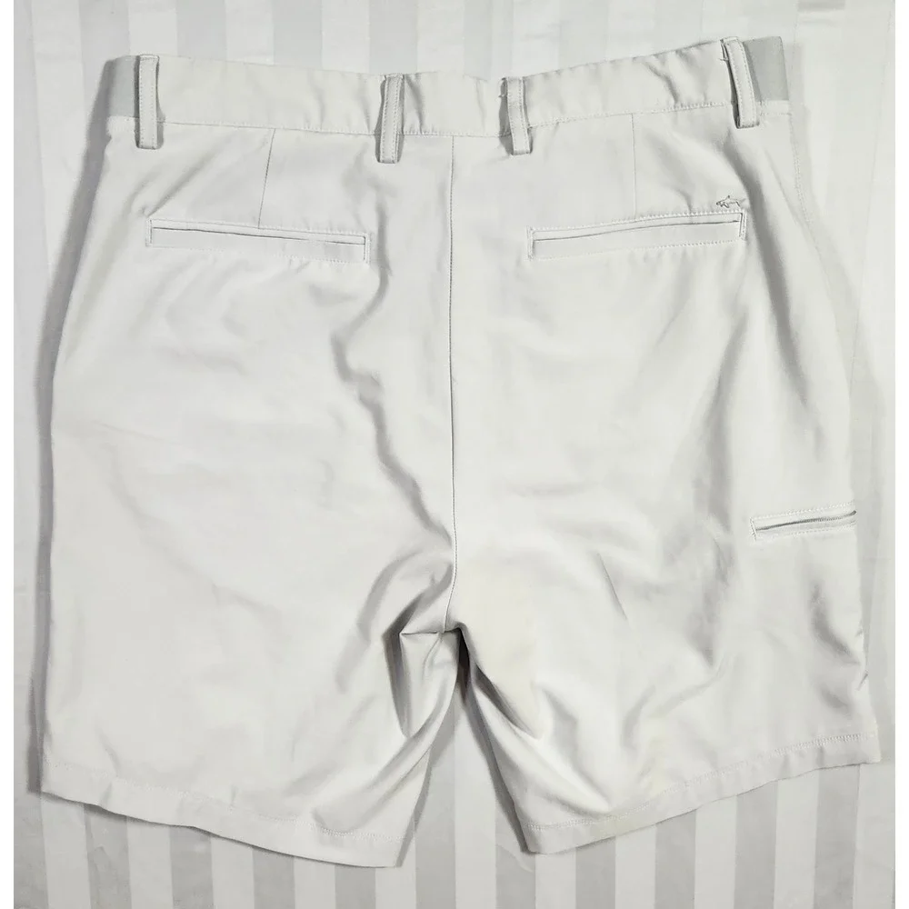 Greg Norman Mens Golf Shorts Size 34 Gray Performance Stretch Shark Logo Casual - Picture 2 of 7